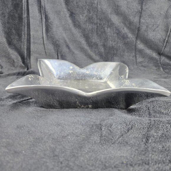 Vintage Pewter Petal Shaped Square Bowl Stable Base Decoration Centerpiece - Picture 3 of 7